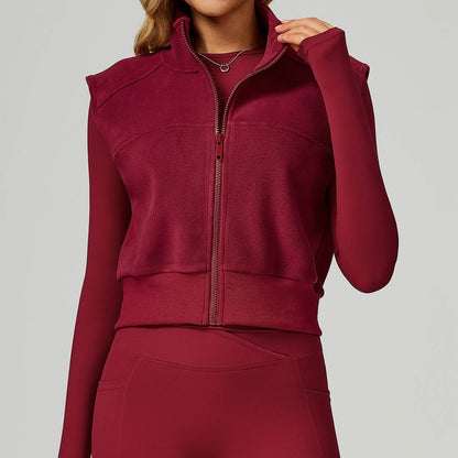Fleece Coat Vest Outerwear Warm Sleeveless Zip Jackets