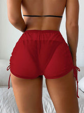 Mesh Sheer Swim Shorts See Through Drawstring Bikini Bottom