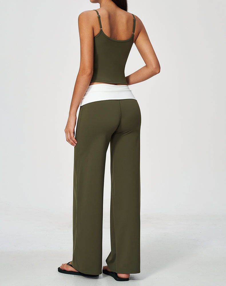 2 Piece Tank Top and Flare Pant Pilates Outfit Sets