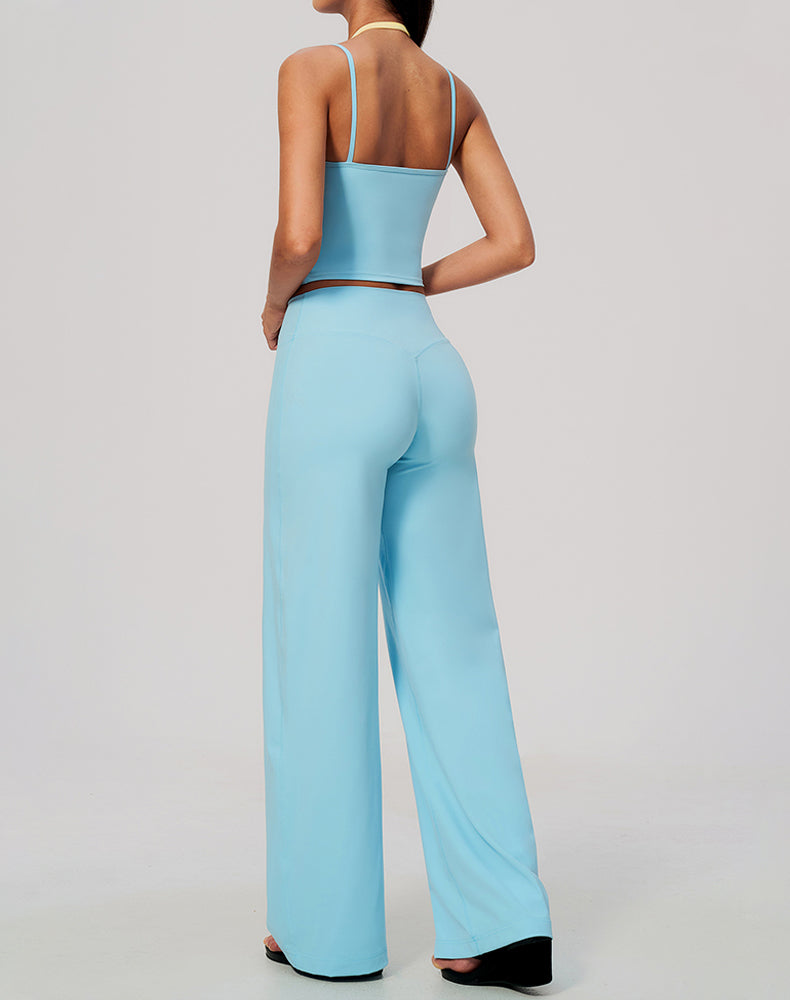 2 Piece Color Block Tank Top and Flare Pant Sets