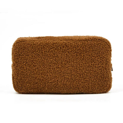 Solid Plush Makeup Bag | Stylish &amp; Cozy Design for Everyday Use