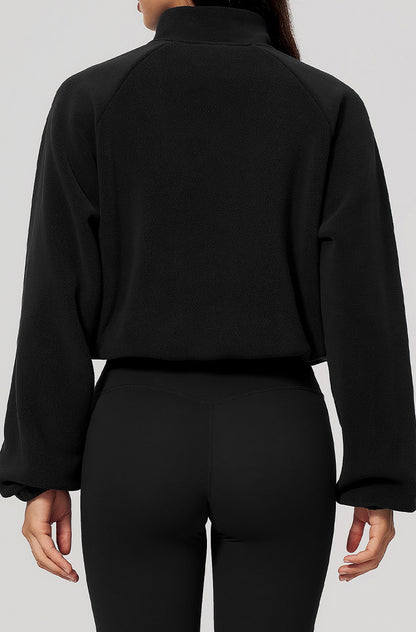 Winter Polar Fleece Jacket with Contrast Zippered Pockets