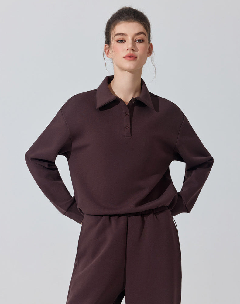 Polo Collar Casual Sports Sweatshirt