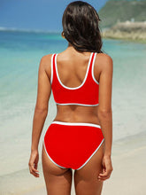 Color Block V Neck Bikini Set