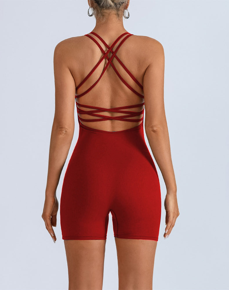 One Piece Spaghetti Strap Romper Backless Short Jumpsuit