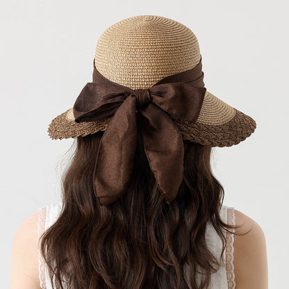 Summer Beach Straw Peach Shaped Hat with Bow