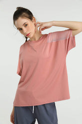 Mesh Splicing Short Sleeve Sports Loose T-Shirts