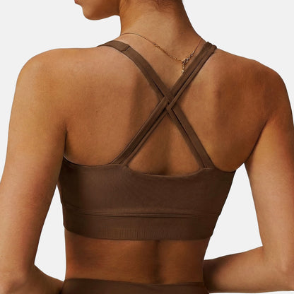 U-Shaped Neckline Yoga Tank Tops Criss Cross Back Sports Bra