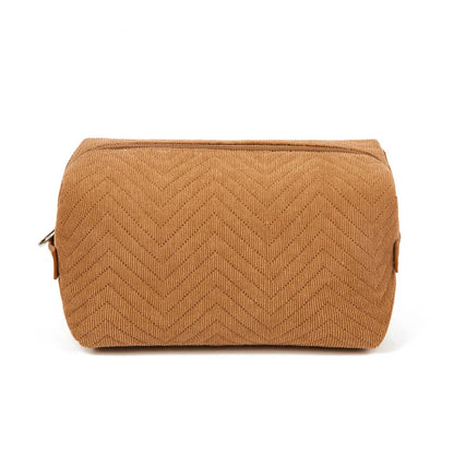 Square Quilted Wavy Corduroy Makeup Storage Bag