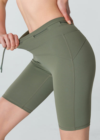 High Waisted Tummy Control Biker Shorts with Adjustable Waist