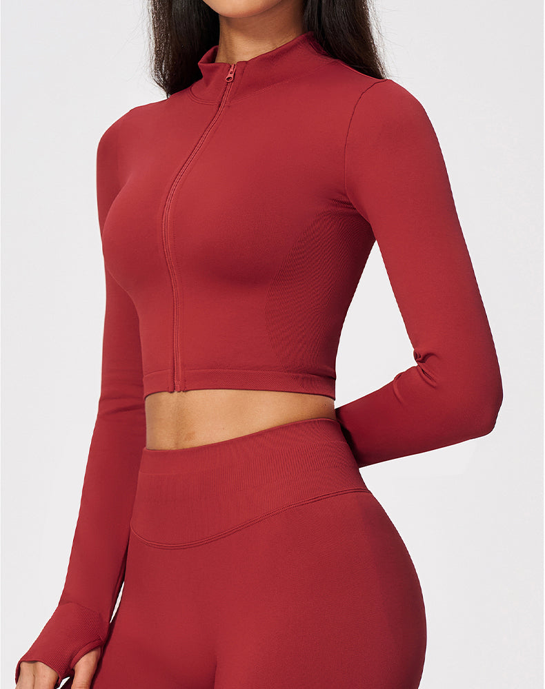 Zip Up Cropped Athletic Jackets