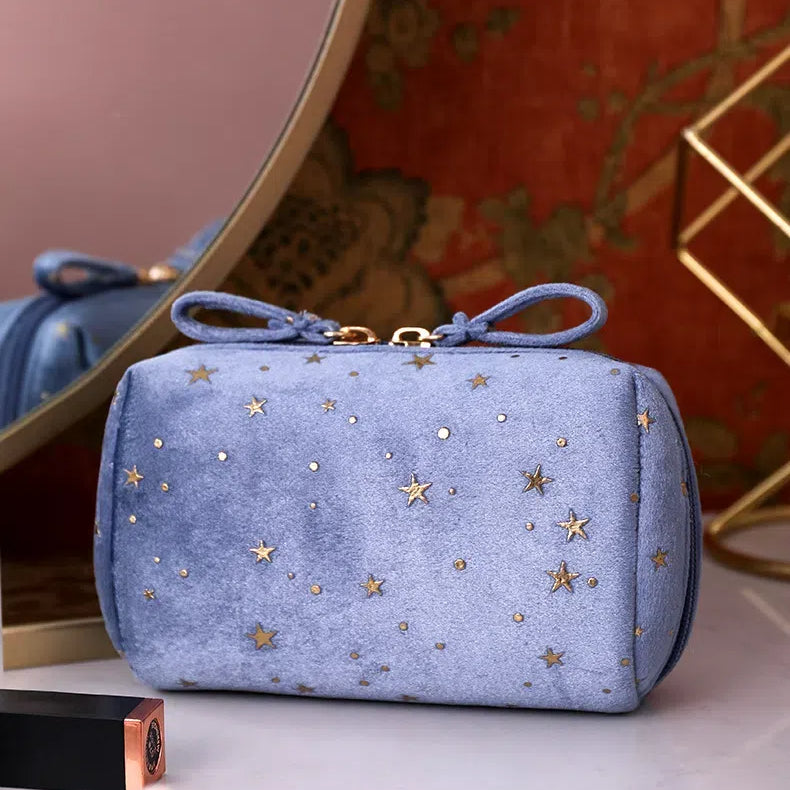 Velvet Makeup Bag with Star Pattern