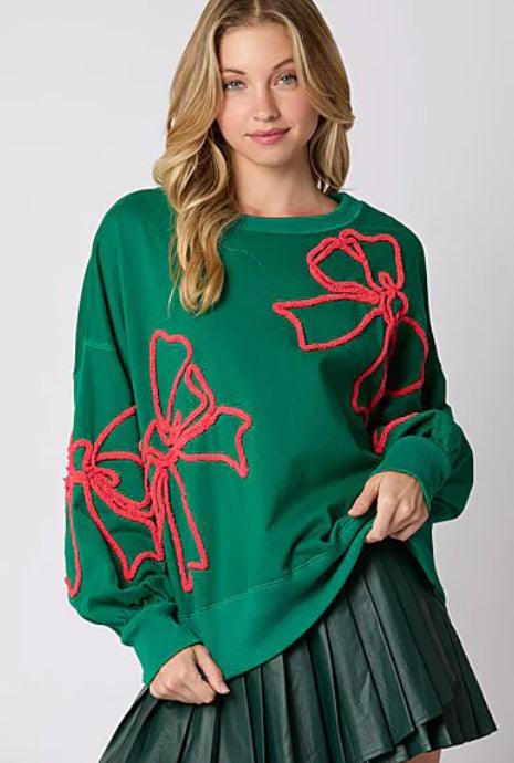 Cute Bow Long Lantern Sleeve Sweatshirt | Perfect for Casual Days