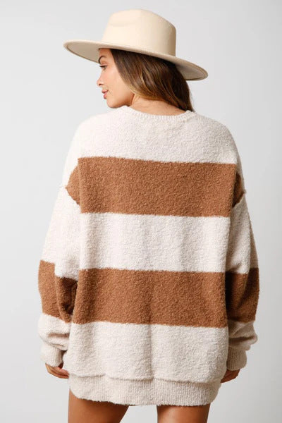 Half Button Color Block Pullover Sweater | Trendy &amp; Versatile