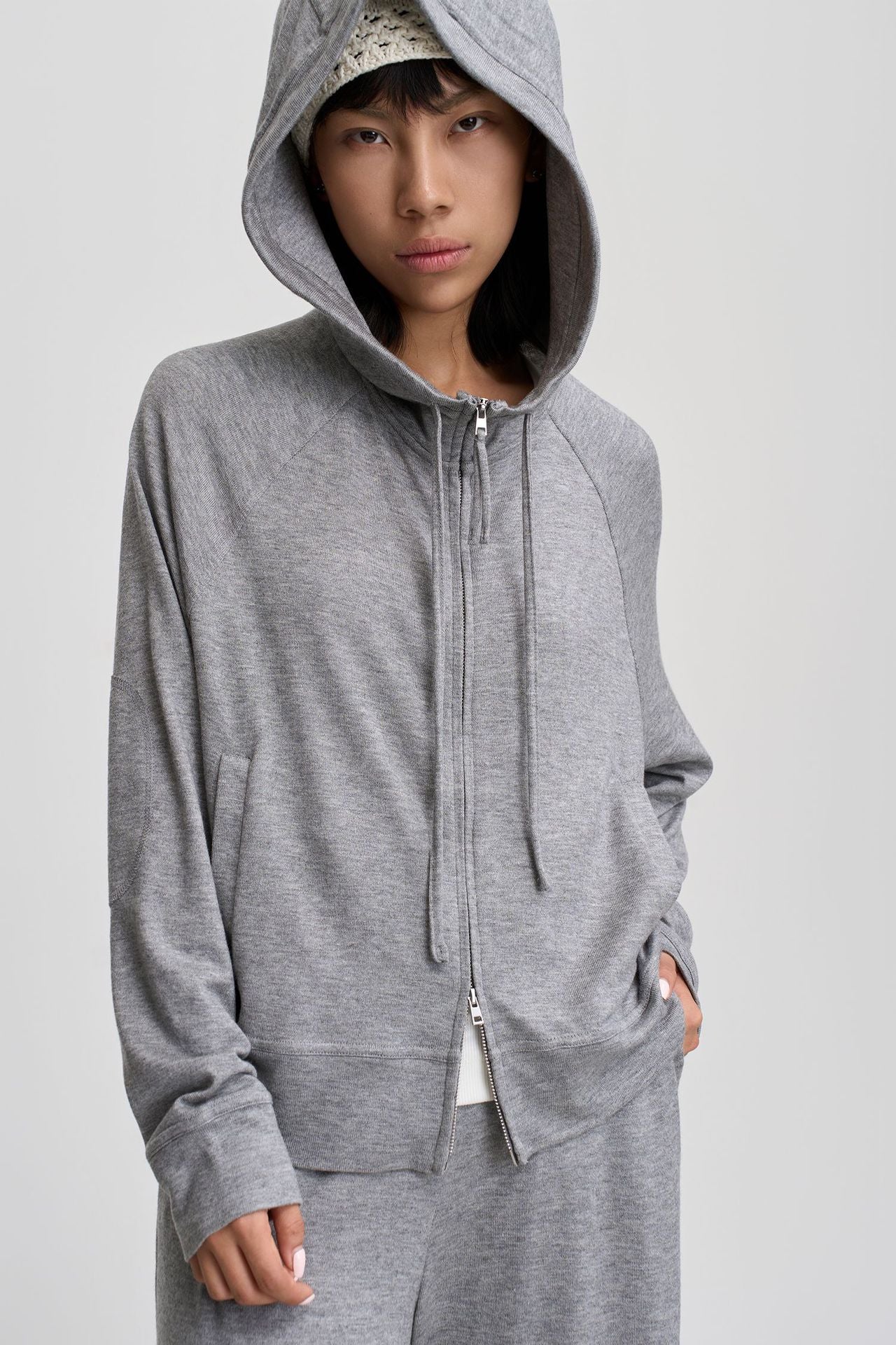 Solid Color Hooded Sweatshirt