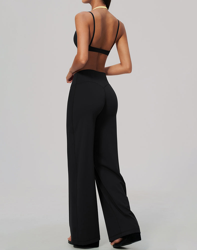 2 Piece Color Block Sports Bra and Flare Pant Sets