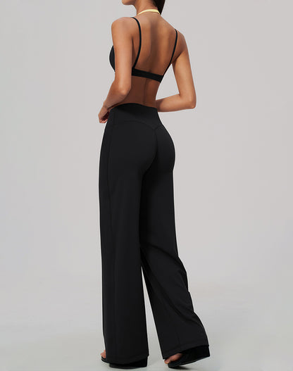2 Piece Color Block Sports Bra and Flare Pant Sets