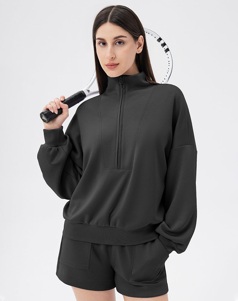 High Neck Half Zip Lounge Sports Sweatshirt