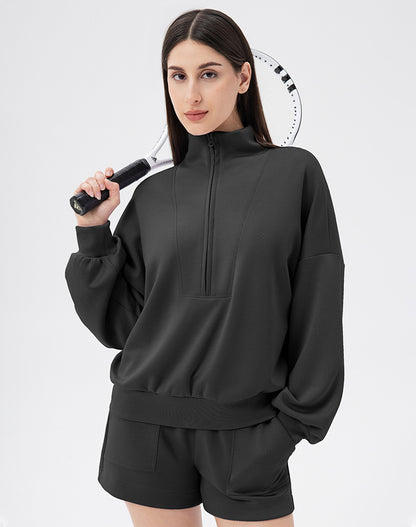 High Neck Half Zip Lounge Sports Sweatshirt