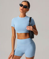 Classic Short Sleeve Crop Workout Tops