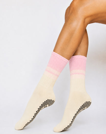 Pilates Yoga Crew Socks with Non Slip Grippers