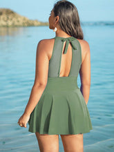 Plus Size Halter Cutout One Piece Swim Dress