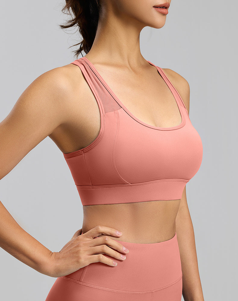 Mesh Racerback Sports Bras with Built in Bra