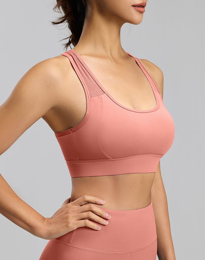 Mesh Racerback Sports Bras with Built in Bra