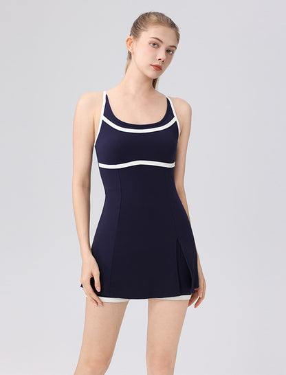 Workout Tennis Golf Mini Dress with Built-in Bra and Shorts