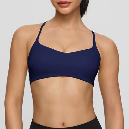 Twist Cross Back Sports Bra Adjustable Thin Straps Yoga Tops