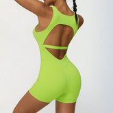 Hollow Back One Piece Workout Short Jumpsuit