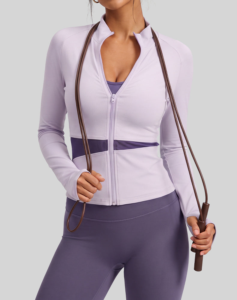 Colorblock Zip Up Athletic Jacket