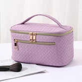 Large Portable Makeup Bag Leather Cosmetic Bag