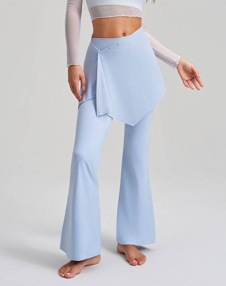 High Waisted Yoga Flare Pants Fake Two Piece Pant with Skirt
