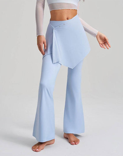 High Waisted Yoga Flare Pants Fake Two Piece Pant with Skirt