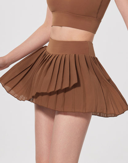 Fashion Solid Color Double Layer Tennis Skirt