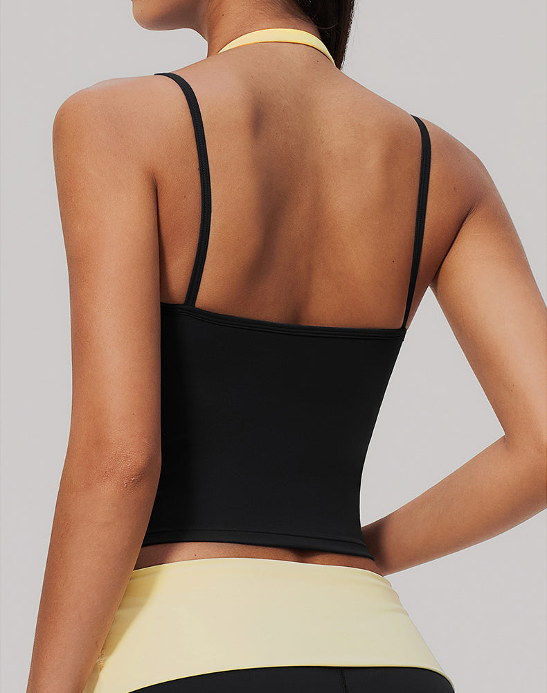 Faux Two Piece Color Block Yoga Tank Tops