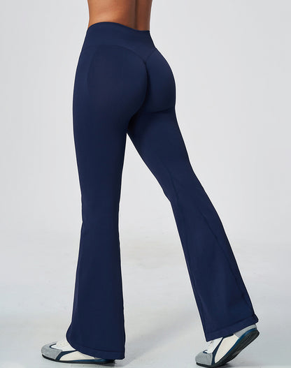 Ribbed High Waisted Seamless Workout Flare Pants
