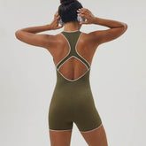 Crossover Back Design Yoga Short Jumpsuit