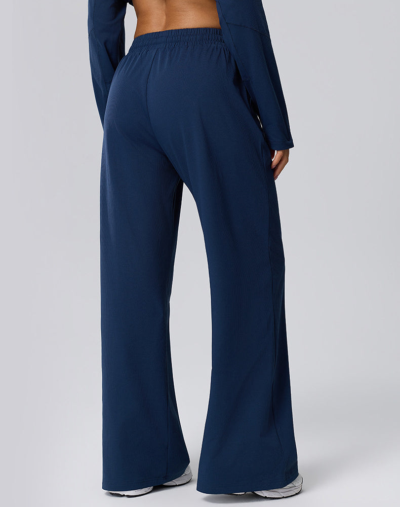 Straight Leg Bggy Drawsting Sweatpants with Pockets
