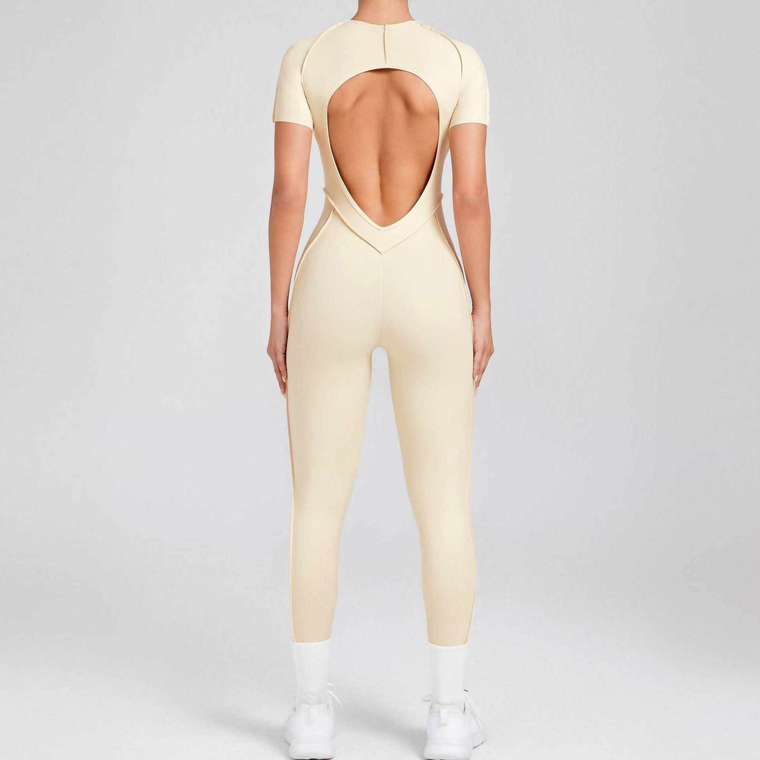 Short Sleeve Backless Yoga Jumpsuits