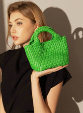 Pu Leather Weave Small Tote Bag