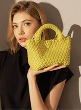 Pu Leather Weave Small Tote Bag