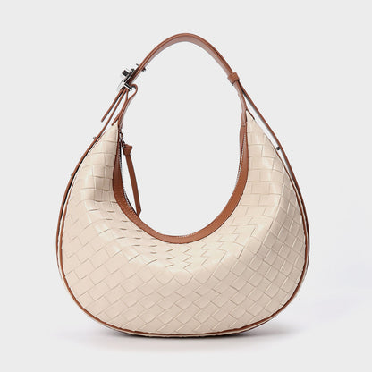 Woven Leather Handbag Half Moon Bag