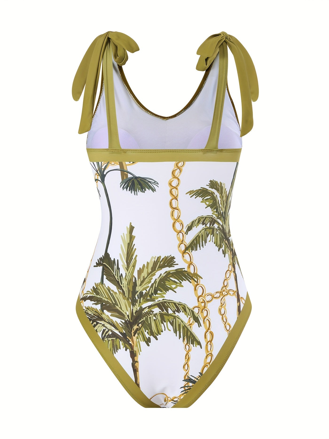 2 Piece Stretchy Coconut Tree Chain Print Swimsuits