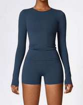 Athletic Wear with Long Sleeve Slim Fit T-Shirt and Short