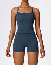 Athletic Wear with Criss Cross Back Tank Top and Short