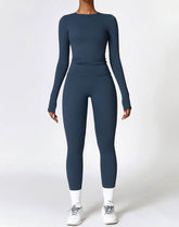 Athletic Wear with Long Sleeve Slim Fit T-Shirt and Legging