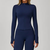 Zip Up Workout Jacket Long Sleeve Athletic Coat with Pockets