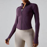 Full Zip Up Yoga Jacket with Thumb Hole